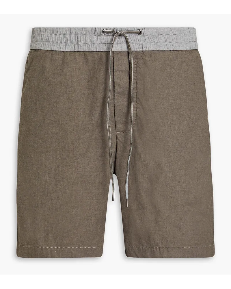 Two-tone stretch-cotton poplin shorts - Neutral