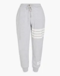 Thom Browne Striped waffle-knit cashmere and wool-blend track pants - Gray Gray