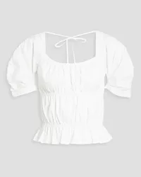 Derek Lam Open-back ruched cotton-poplin top - White White