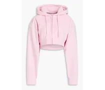 Cropped cotton-blend chenille zip-up hoodie - Pink