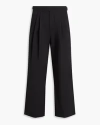 LE 17 SEPTEMBRE Pleated cotton-blend faille pants - Black Black