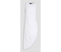 Ribbed jersey paneled cotton-blend poplin midi dress - White