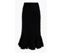 Flared mohair-blend bouclé midi skirt - Black