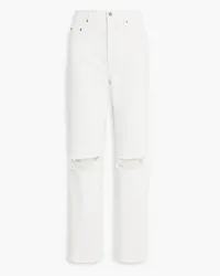 Nobody Denim Love distressed high-rise straight-leg jeans - White White