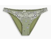 Paisley-print low-rise bikini briefs - Green