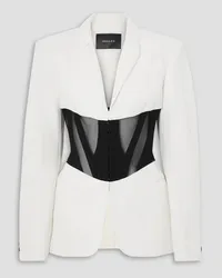 Thierry Mugler Paneled tulle-trimmed twill blazer - White White