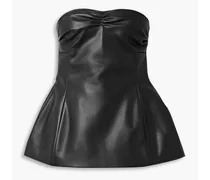 Blanche strapless leather peplum top - Black