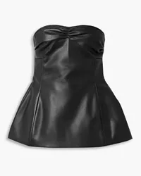 KHAITE Blanche strapless leather peplum top - Black Black