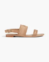 TOD'S Woven leather and suede slingback sandals - Neutral Neutral