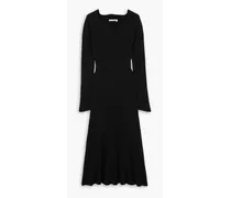 Circle paneled stretch-wool midi dress - Black