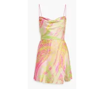 Ariella printed stretch-silk satin mini dress - Pink