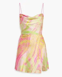 Retrofête Ariella printed stretch-silk satin mini dress - Pink Pink