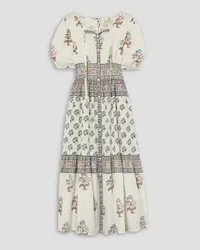 Hannah Camilla tiered floral-print cotton-poplin maxi dress - White White