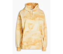 Tie-dyed cotton-fleece hoodie - Yellow