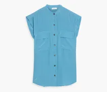 Polka-dot silk crepe de chine shirt - Blue