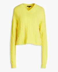 Maje Cable-knit cashmere-blend sweater - Yellow Yellow