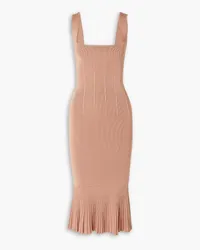 GALVAN Atalanta fluted pleated stretch-knit midi dress - Pink Pink