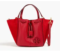 McGraw pebbled-leather and suede bucket bag - Red