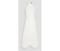 Crocheted cotton midi dress - White