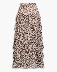 Zimmermann Tiered leopard-print cotton and silk-blend maxi skirt - Animal print Animal