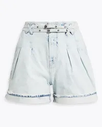 Retrofête Annika pleated acid-wash denim shorts - Blue Blue