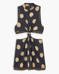 Proenza Schouler Cutout layered polka-dot stretch-jersey top - Blue Blue