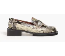 Snake-effect leather loafers - Animal print