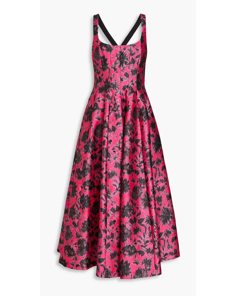 Philosophy Di Lorenzo Serafini Floral-print satin-twill midi dress - Pink Pink