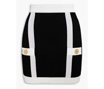 Button-embellished knitted mini skirt - Black