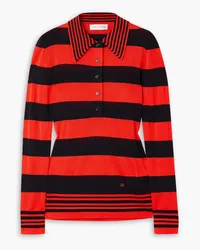 Victoria Beckham Striped knitted polo top - Red Red