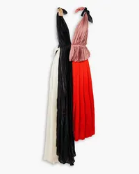 Victoria Beckham Asymmetric pleated crepe and satin dress - Pink Pink