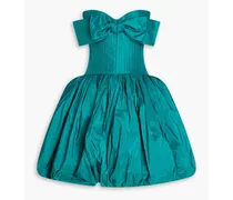 Strapless bow-embellished silk-taffeta mini dress - Blue