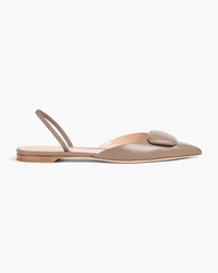 Rupert Sanderson Sabine embellished leather slingback point-toe flats - Neutral Neutral