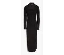 Aksel cutout metallic ribbed-knit midi dress - Black