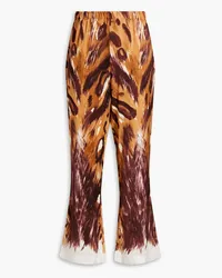 Marni Sablé printed satin flared pants - Brown Brown