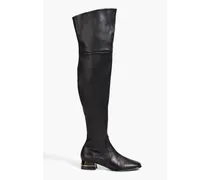 Stretch-leather thigh boots - Black