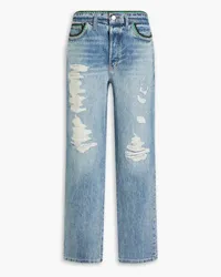 Frame Denim Julia Sarr-Jamois crochet-trimmed distressed high-rise boyfriend jeans - Blue Blue