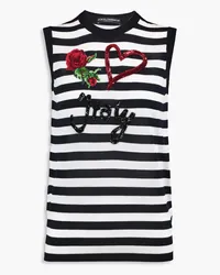 Dolce & Gabbana Embellished striped cashmere and silk-blend sweater - Black Black