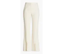Cotton and linen-blend flared pants - White