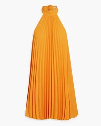 Alice + Olivia Alice Olivia - Aviana pleated crepe halterneck mini dress - Orange Orange