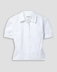 Thom Browne Cropped pinstriped cotton-piqué shirt - White White