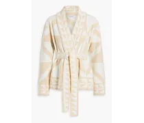 Elowen jacquard-knit cotton-blend cardigan - White