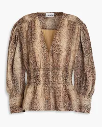 Ganni Snake-print crepe blouse - Animal print Animal