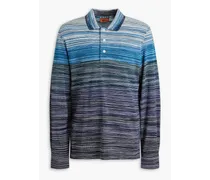 Missoni Space-dyed cotton-piqué polo shirt - Blue Blue