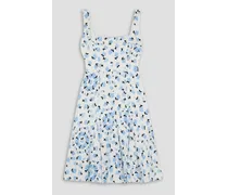 Dena floral-print textured stretch-cotton midi dress - Blue