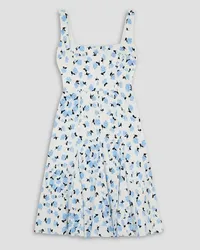 EMILIA WICKSTEAD Dena floral-print textured Swiss-dot cotton-blend midi dress - Blue Blue