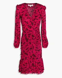 Diane von Furstenberg Rio ruched printed stretch-mesh mini dress - Pink Pink