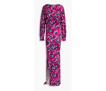 Leopard-print crepe maxi dress - Purple