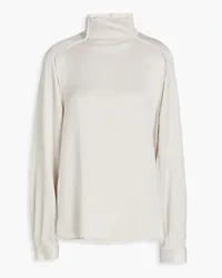 Giorgio Armani Silk crepe de chine turtleneck top - Gray Gray