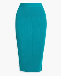 Hervé Léger Ribbed-knit midi skirt - Blue Blue